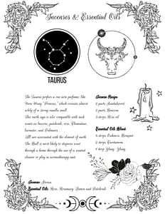 Taurus Zodiac Star Sign, Astrology Cheat Sheets, Celestial Witchy 33 Coloring Pages, Constellation Motto Printable, Magic Correspondences