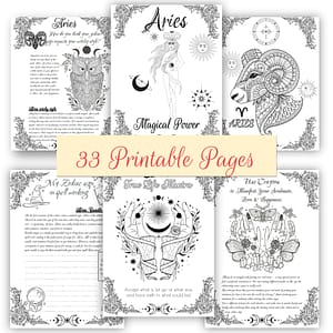 Aries Zodiac sign correspondences for your Book of Shadows. Enjoy 33 printable coloring pages with horoscope from Wiccan Astrology.